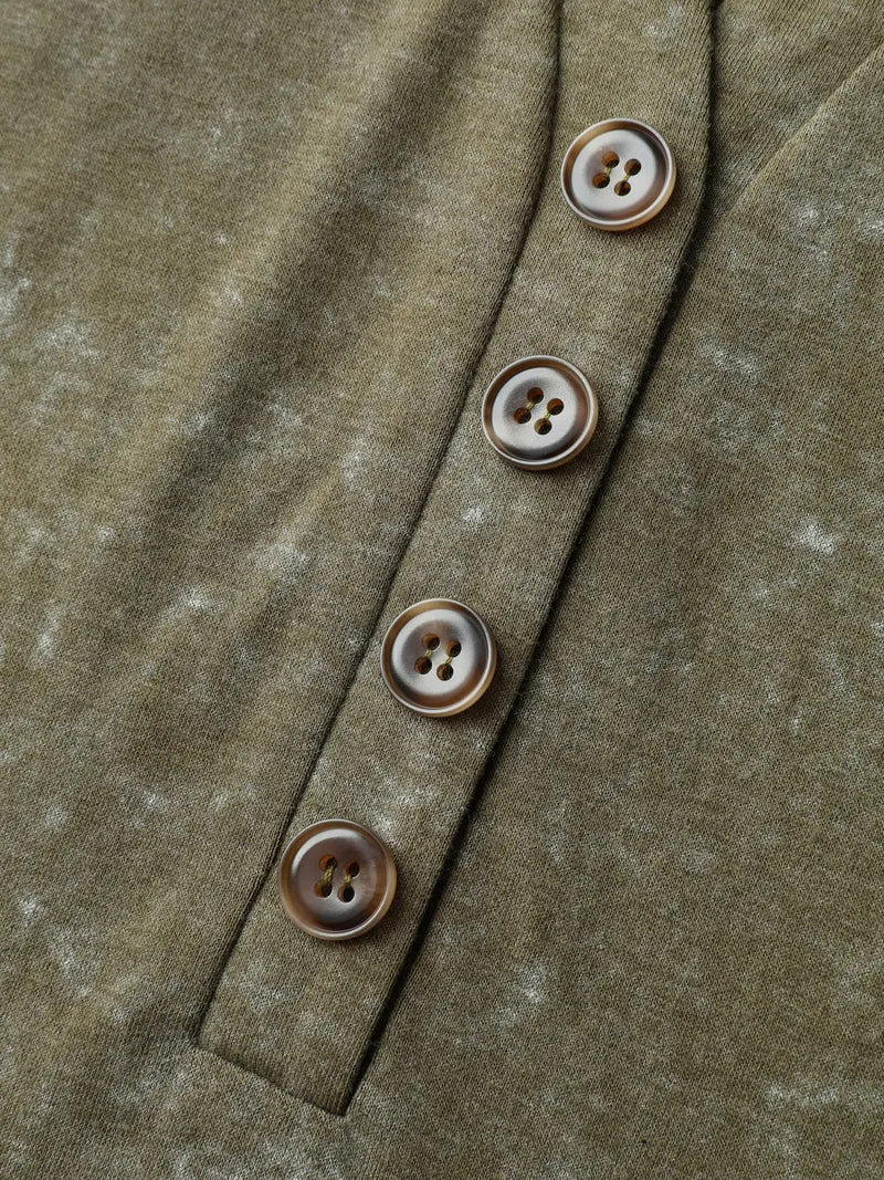 Snowflake Effect Button Detail T-Shirt