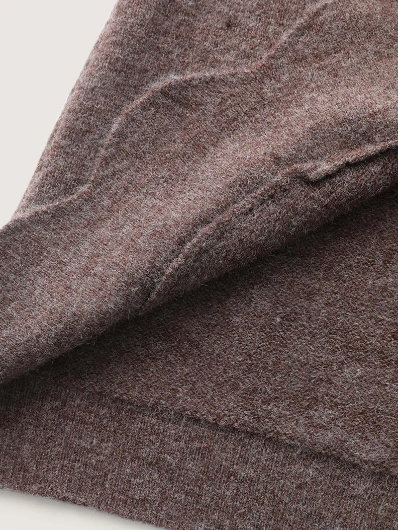 Wavy Arc Hem Tie-Front Knit Cardigan