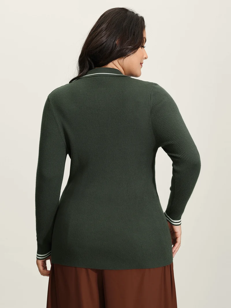 Supersoft Polo Collar Textured Fitted Pullover