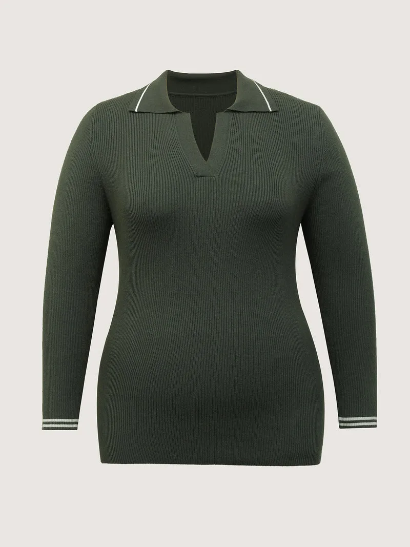 Supersoft Polo Collar Textured Fitted Pullover