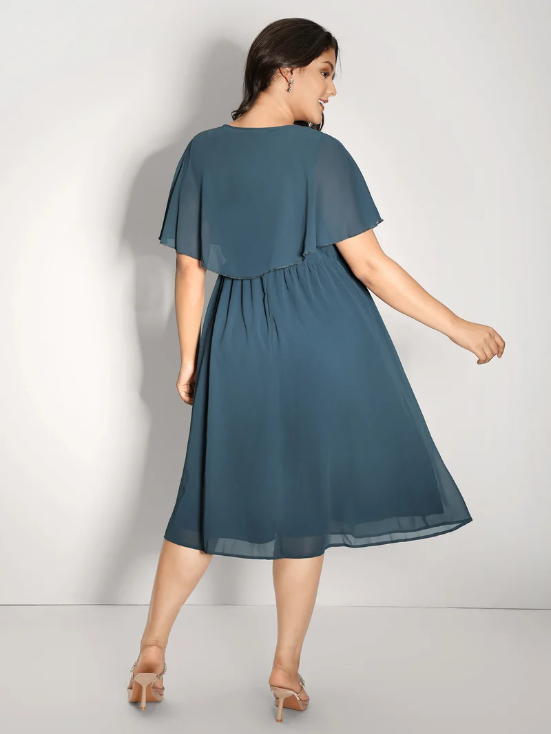Shimmery Hotfix Rhinestone Layered Midi Dress