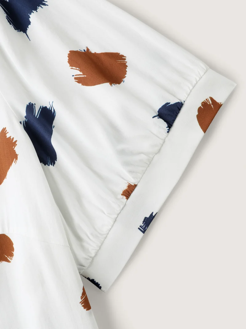 Brush Strokes Neck Tassels Blouse