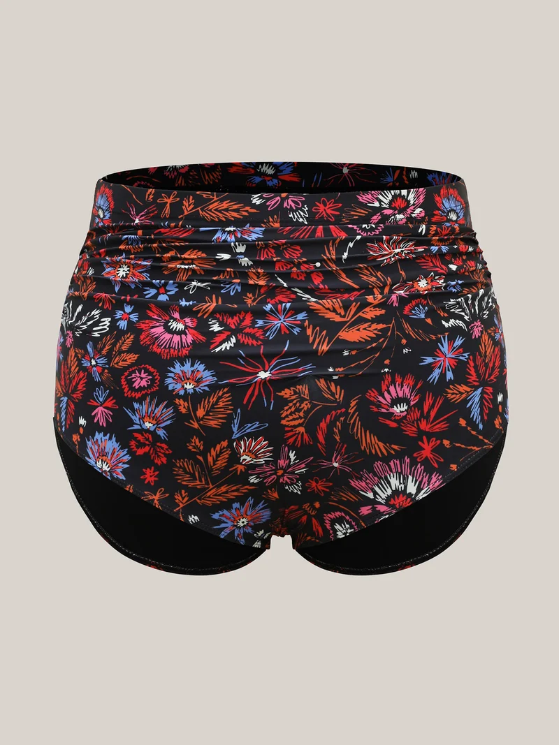 Floral Print Ruched Swim Bottoms
