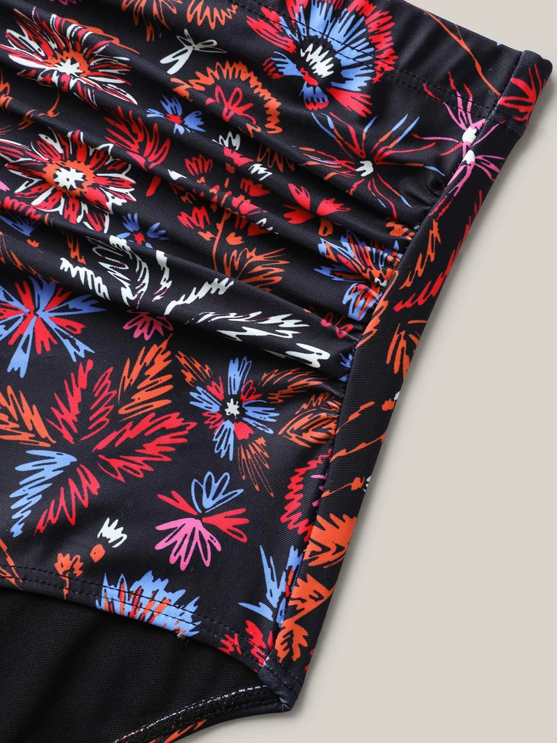 Floral Print Ruched Swim Bottoms
