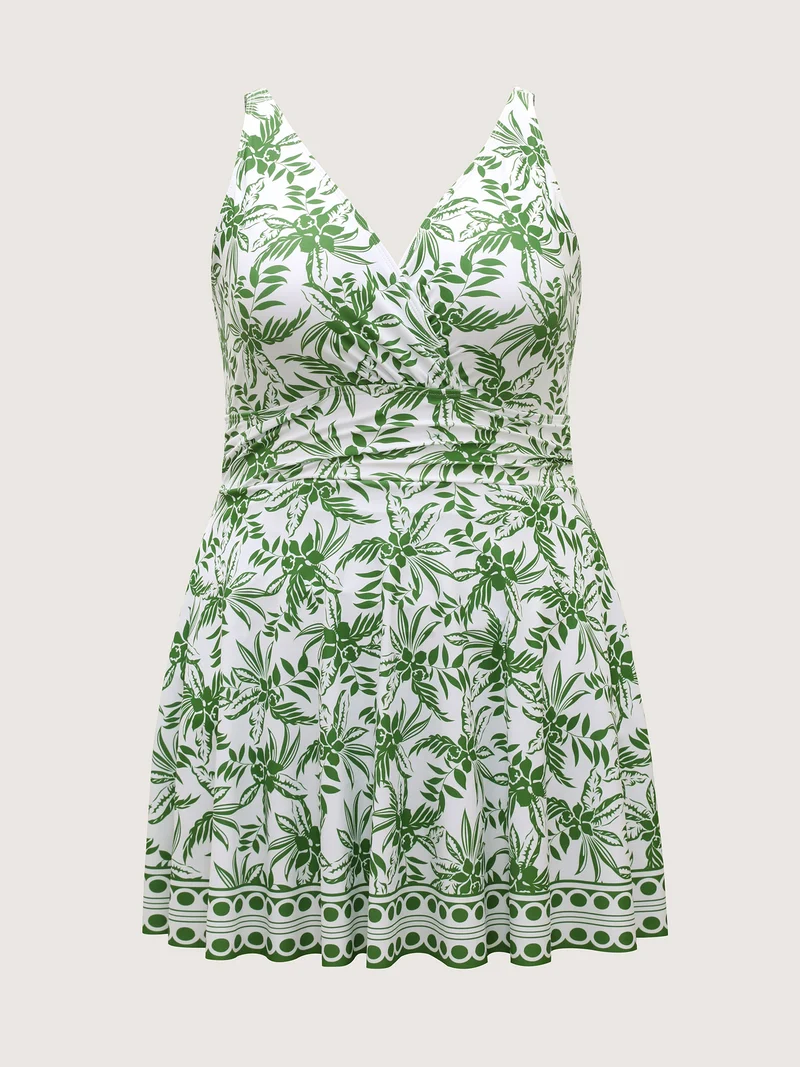 Anti-Float Tie Floral Print Swim Dress