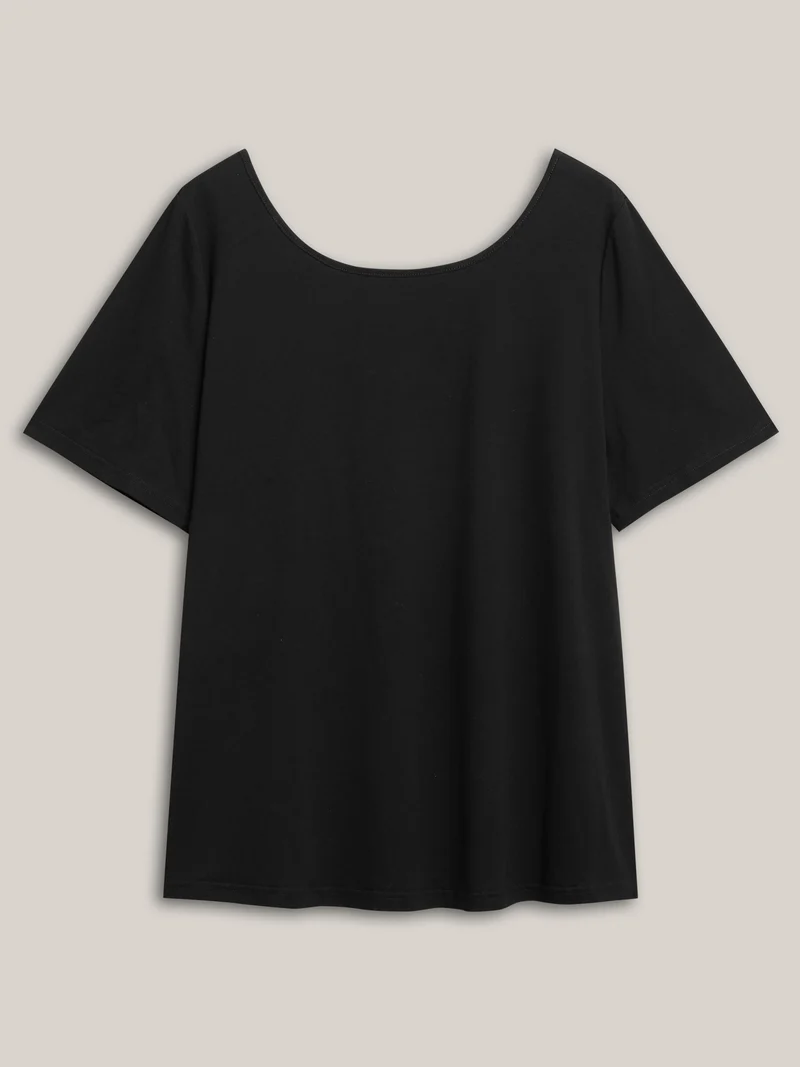 Cotton Backless Pearl Chain Stretchy T-Shirt