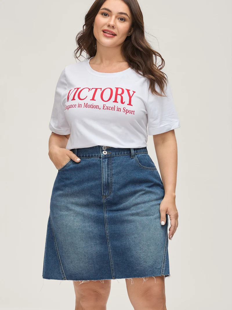 Stretchy Waist Classic Denim Skirt