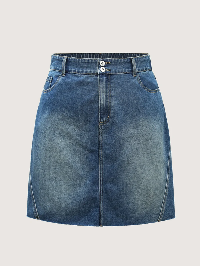 Stretchy Waist Classic Denim Skirt