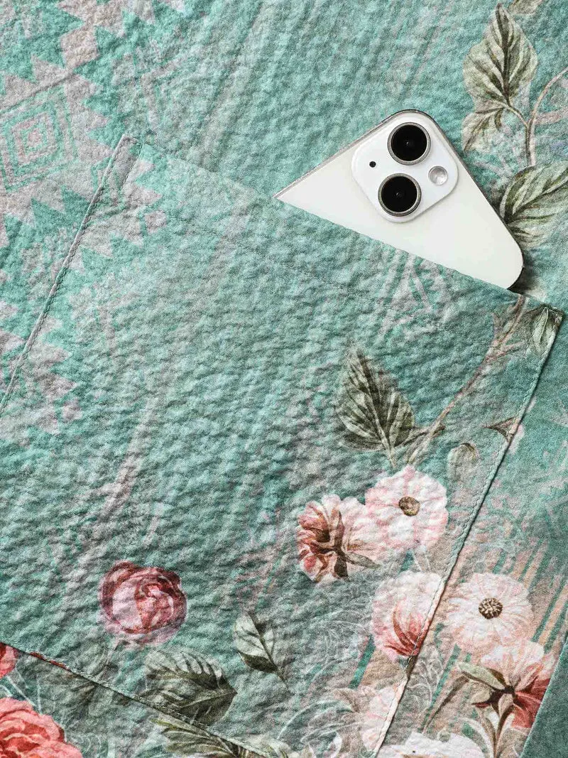 Floral Boho Print Overall Straps Romper