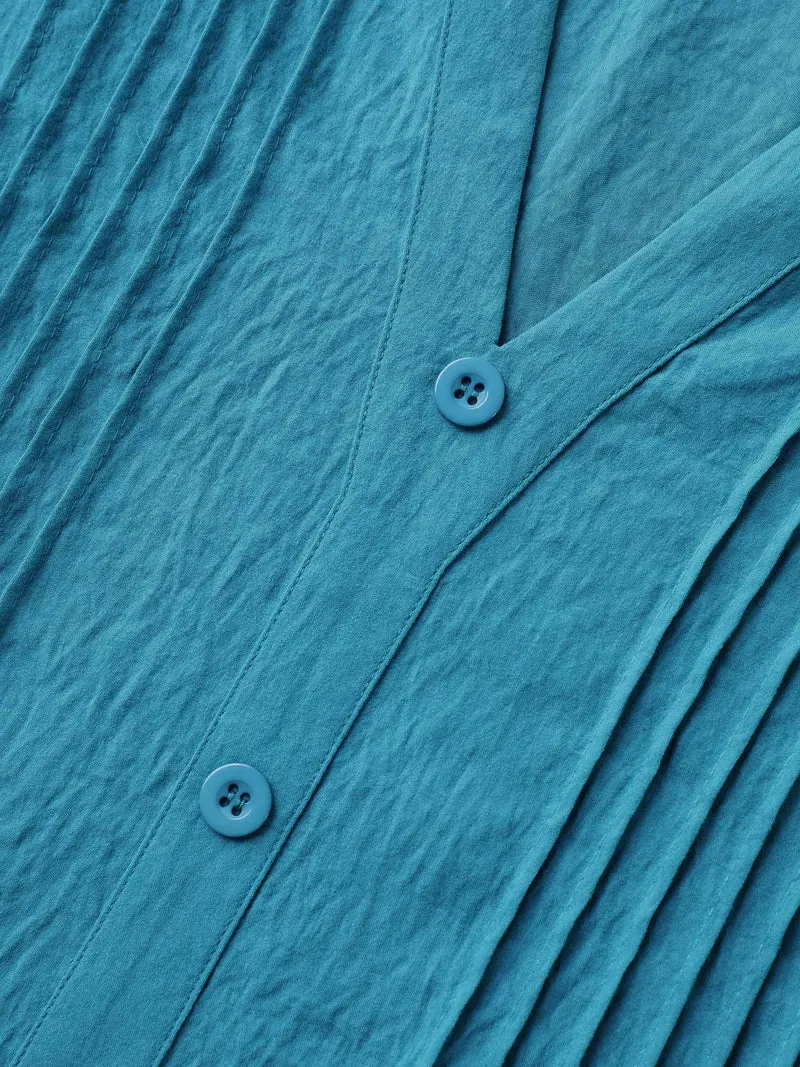 Toothpick Pleat Relaxed Fit Tiered Midi Dress