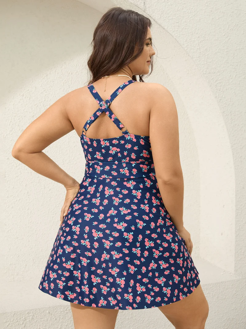 Ditsy Floral Belted Swim Dress