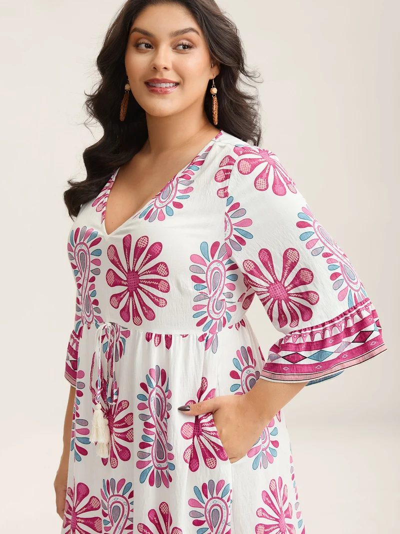 Boho Drama Sheer A-Line Midi Dress
