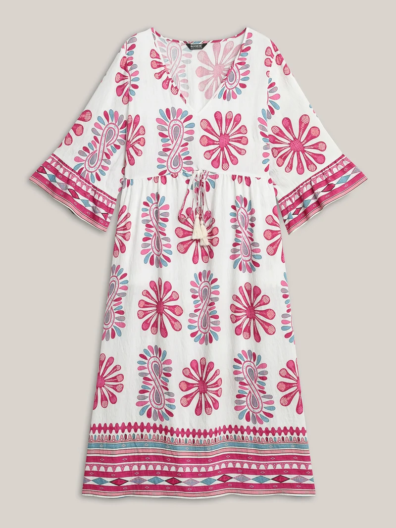 Boho Drama Sheer A-Line Midi Dress