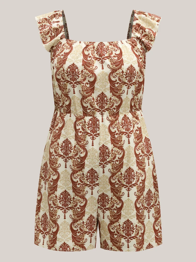 Boho Geometric Print Stretchy Waist Romper