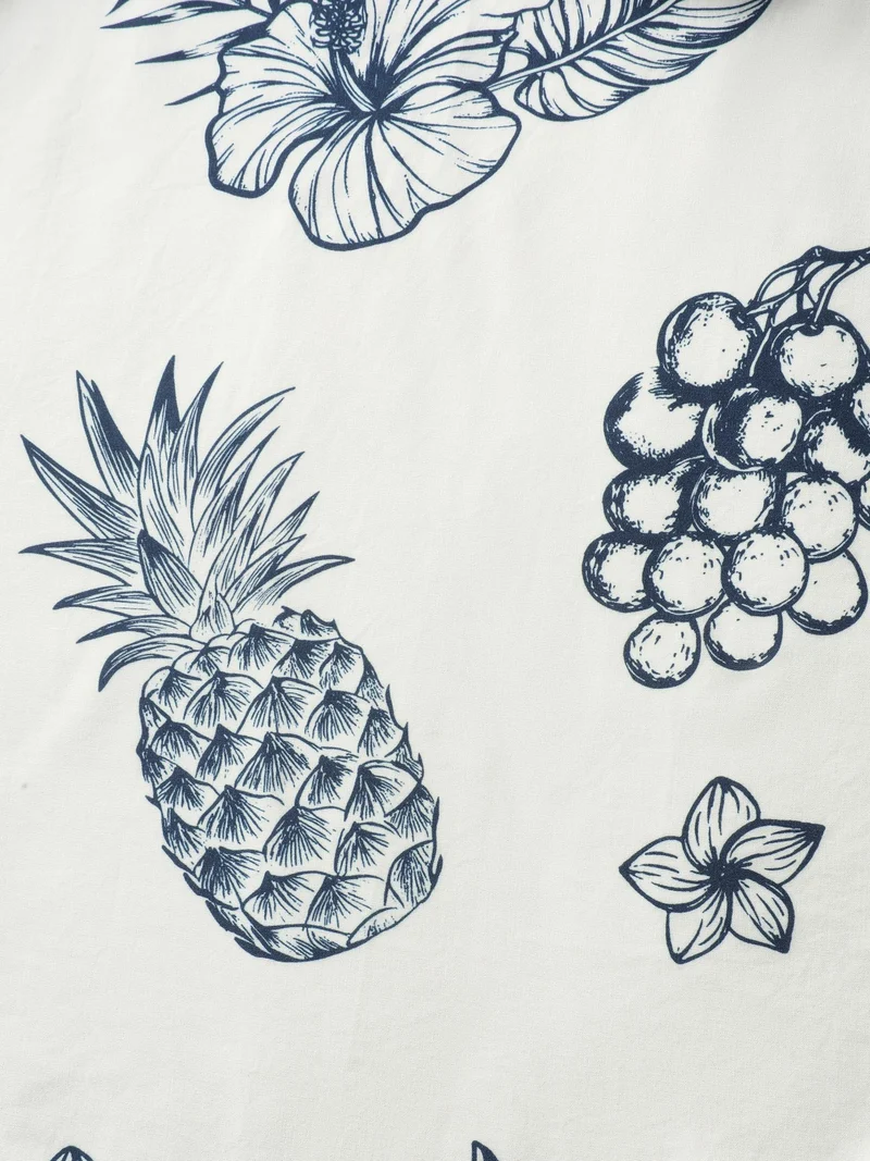 Fruity Print Bud Sleeve V-Neck Blouse