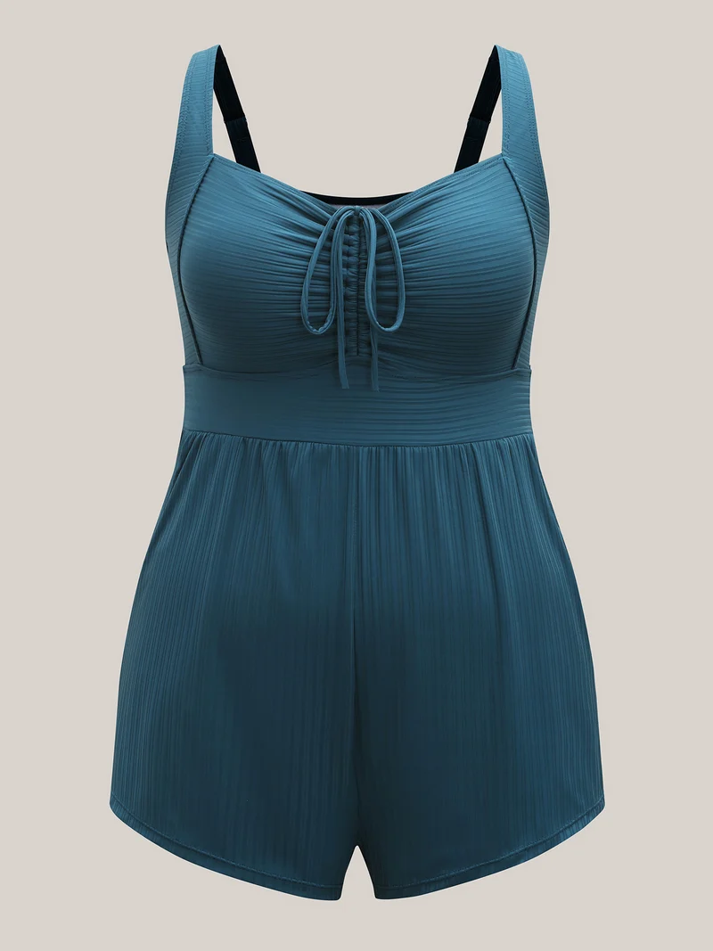 Adjustable Drawstring Pockets One-Piece Swimsuit