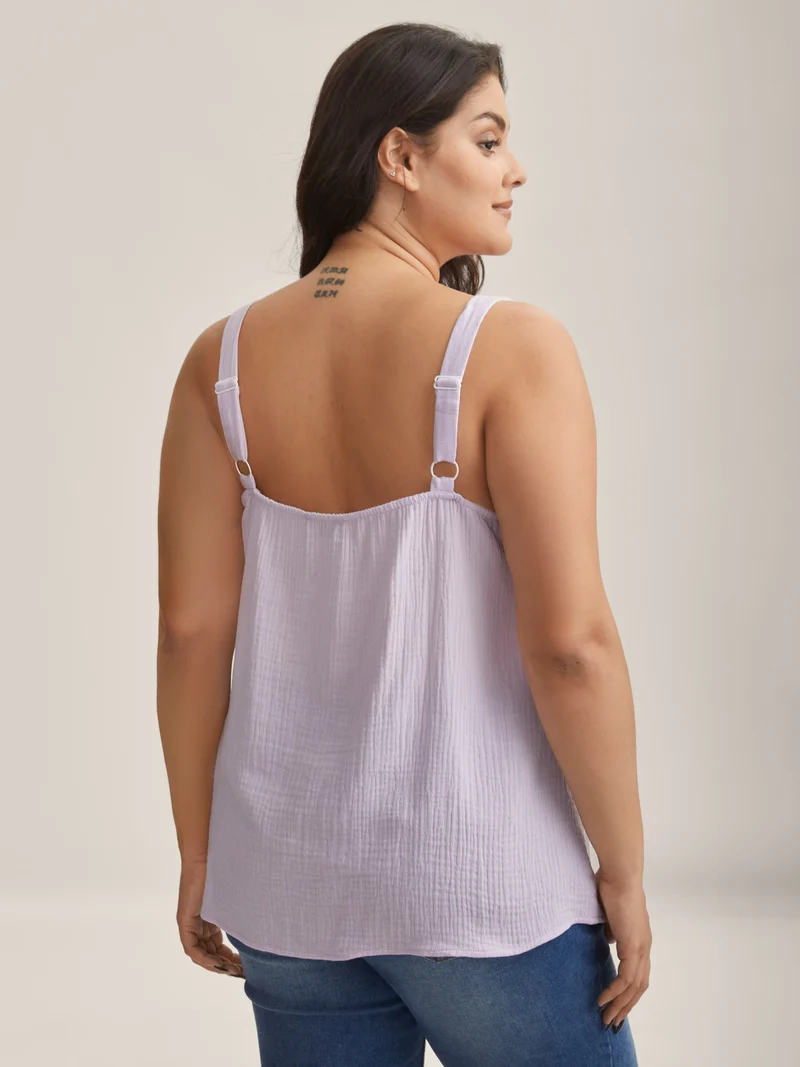 Neck Tie-UP Pleated Tank Top