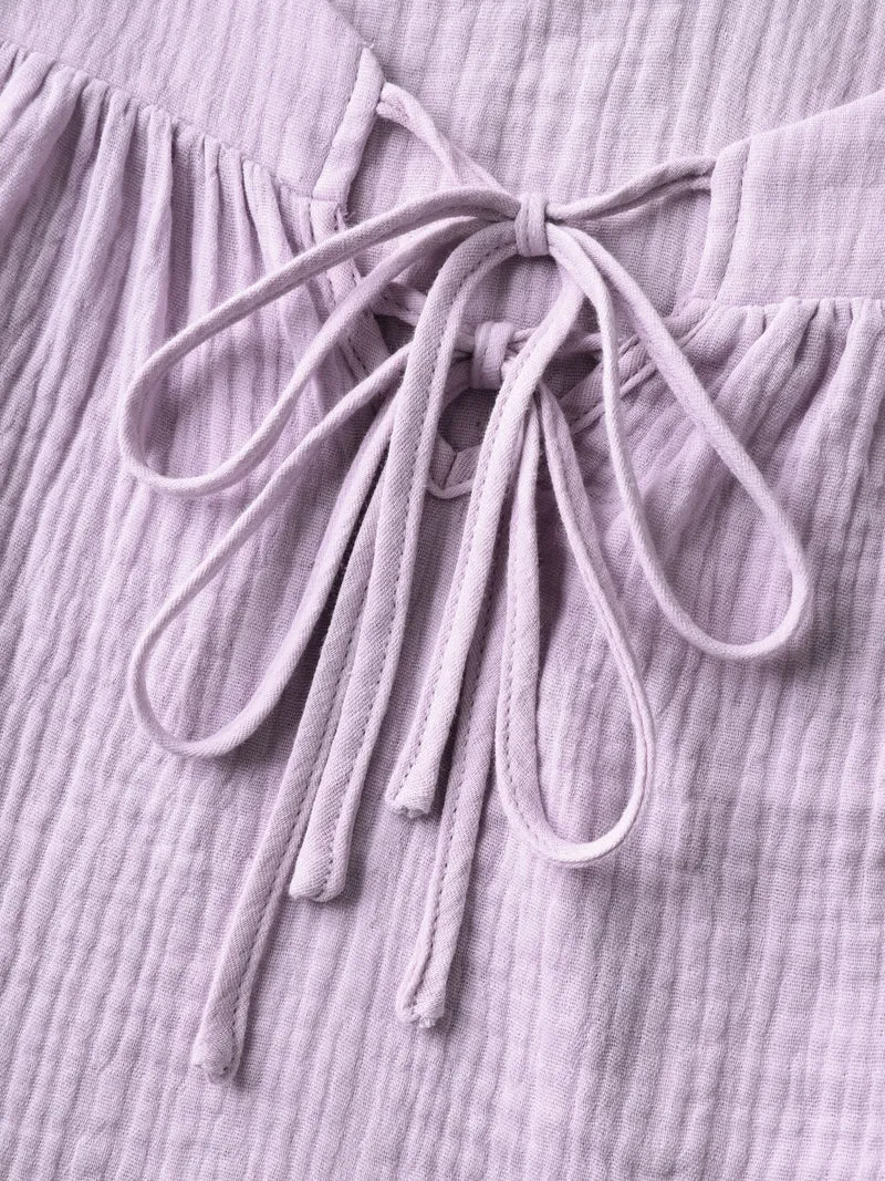 Neck Tie-UP Pleated Tank Top