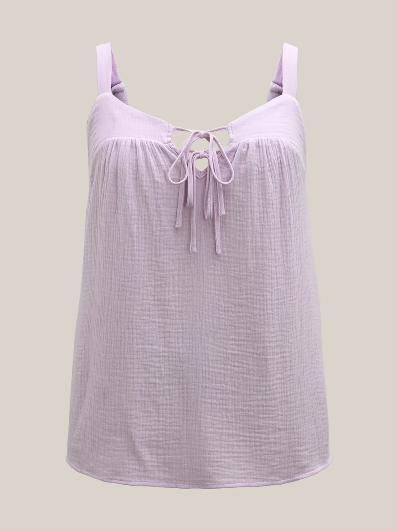 Neck Tie-UP Pleated Tank Top