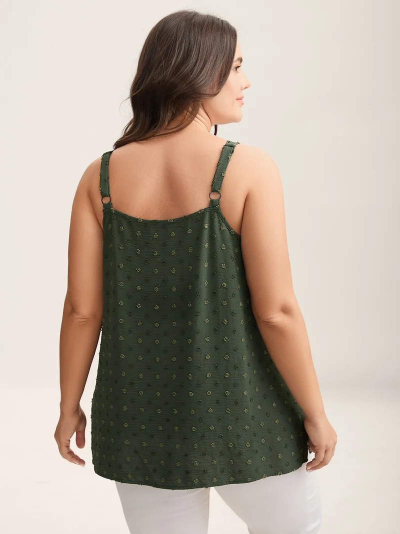 Textured Lace Trim Neck Tank Top