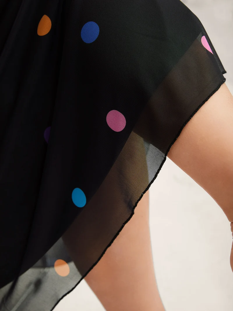 Super Stretchy Polka Dot Pockets Midi Dress
