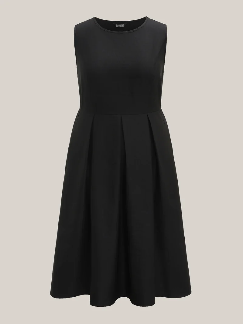 Classic Woven Inner Pleated Midi Dress
