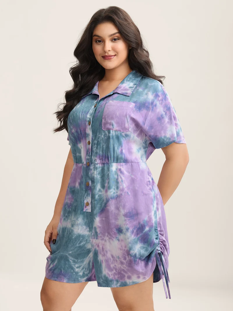 Rayon Tie-Dye Stretchy Waist Romper