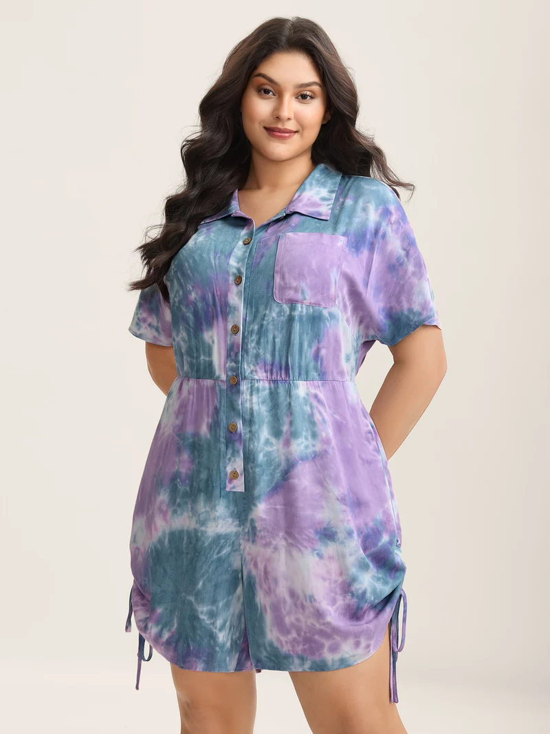 Rayon Tie-Dye Stretchy Waist Romper