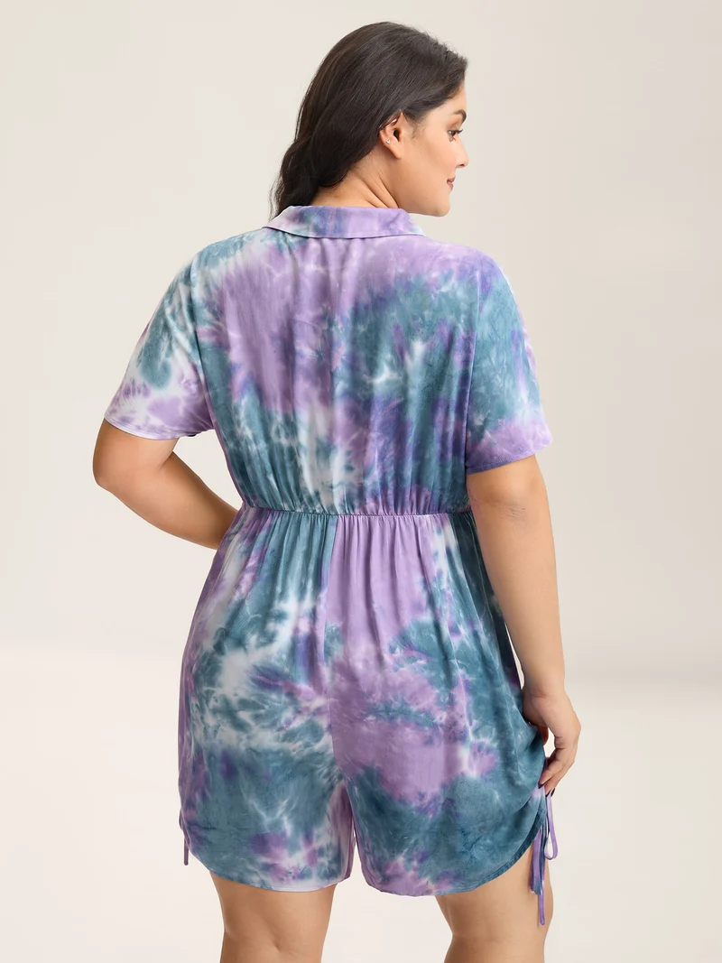 Rayon Tie-Dye Stretchy Waist Romper