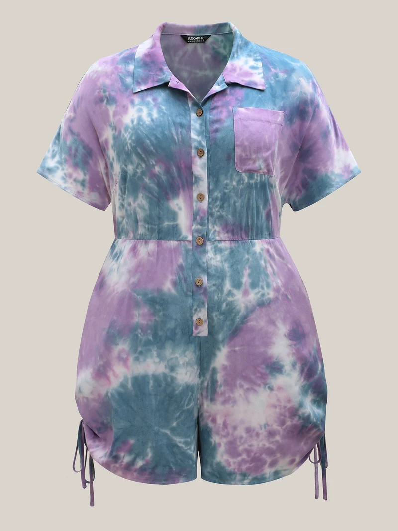 Rayon Tie-Dye Stretchy Waist Romper