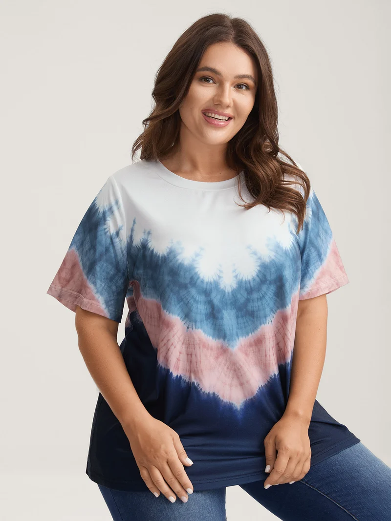 Tie-Dye Print Round Neck T-Shirt