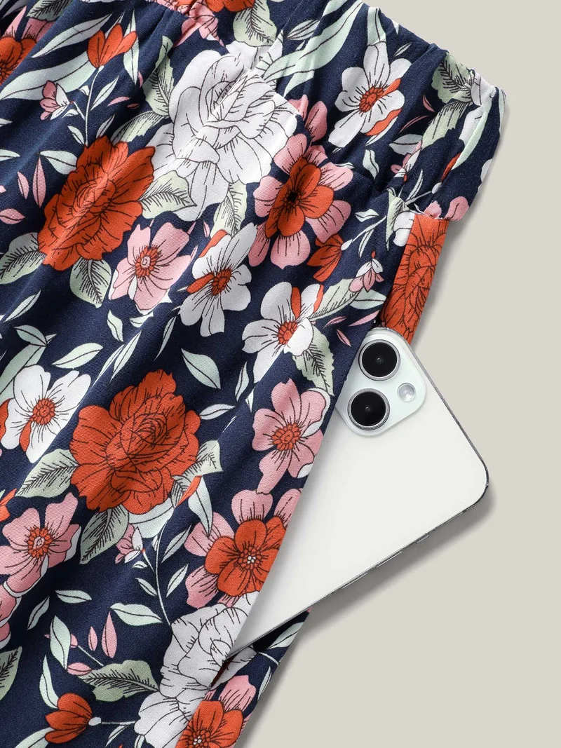 Rayon Breezy Floral Print Tiered Back Maxi Skirt
