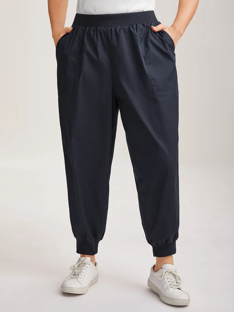 Cotton Pull-On Waist Solid Jogger Pants