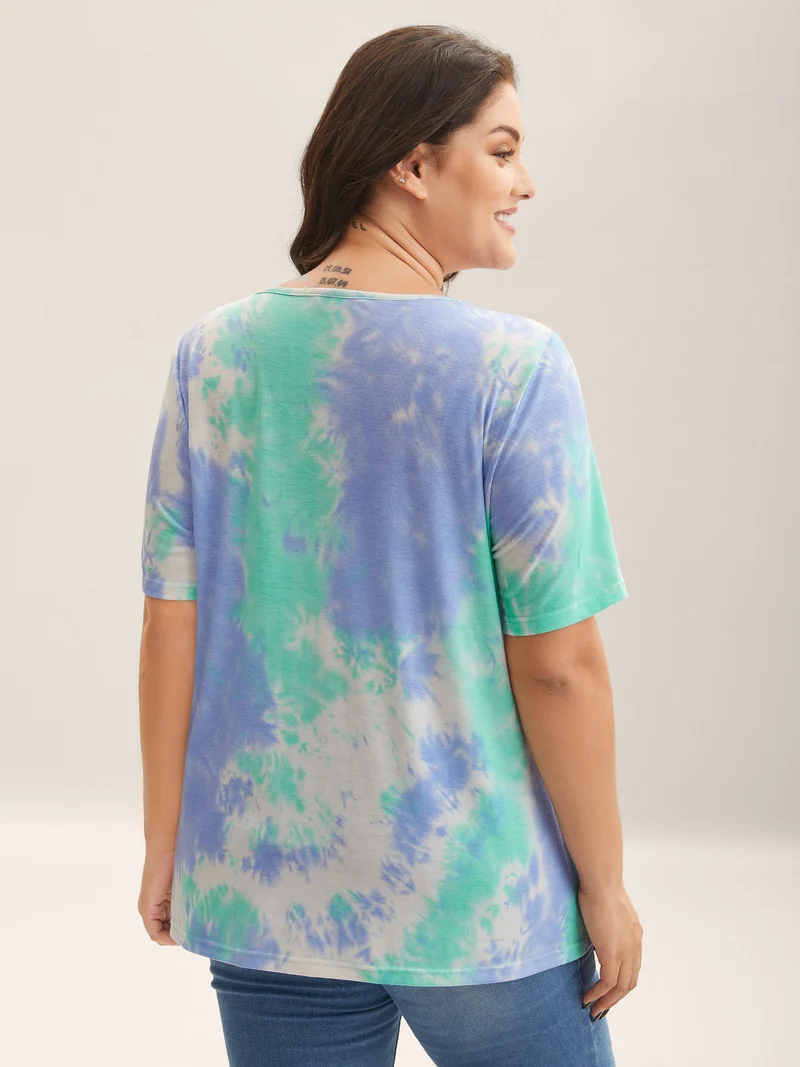 Tie-Dye Pleated Flowy T-Shirt