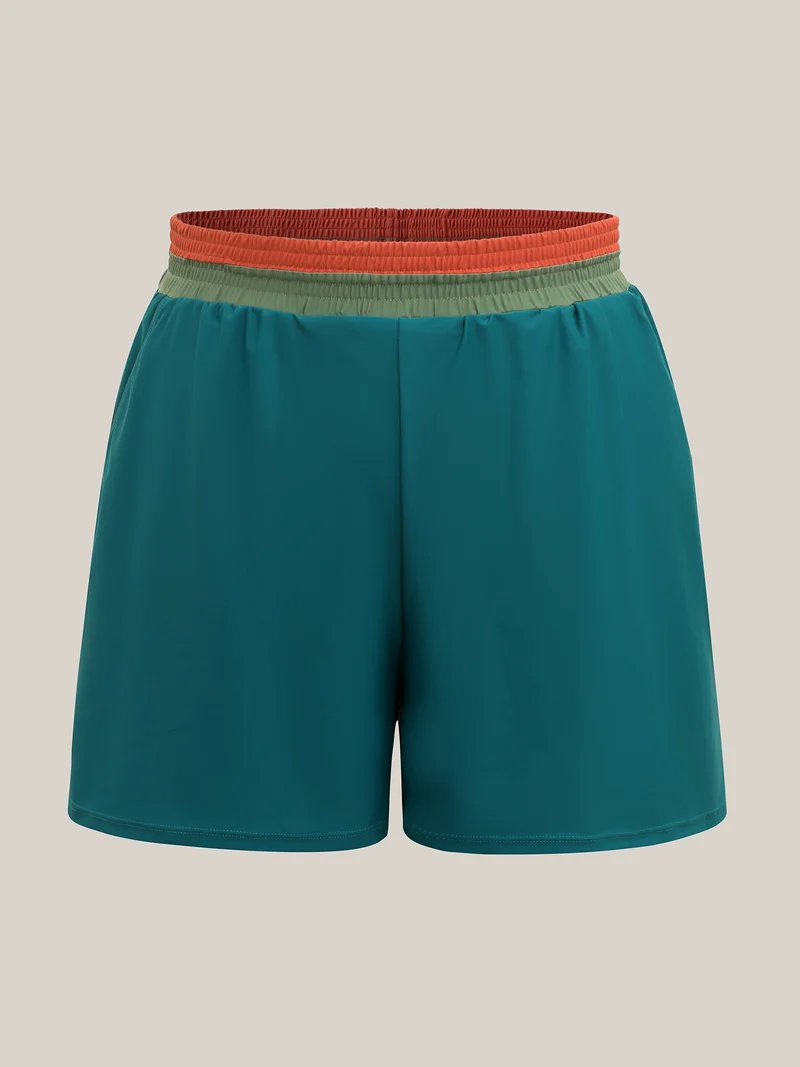 Colorful Waistband Pockets Swim Bottoms