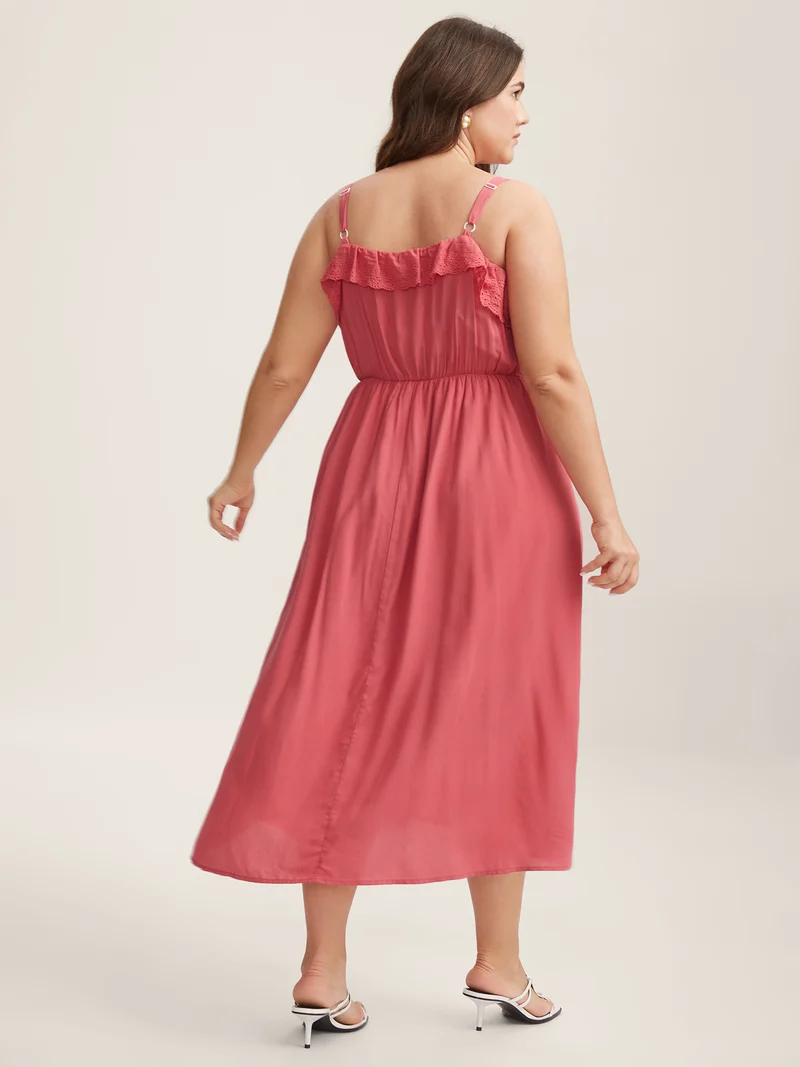 Rayon Lace Stretchy-Waist Midi Dress