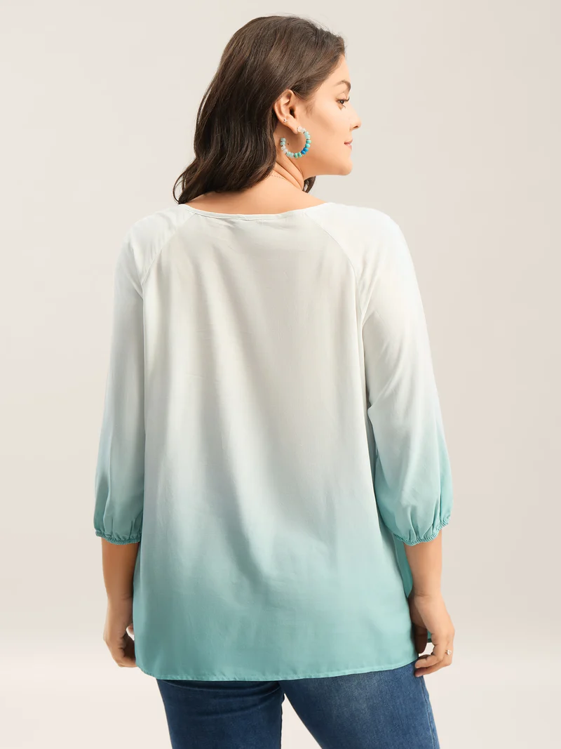 Tie-Dye Rayon Neck Tie Blouse