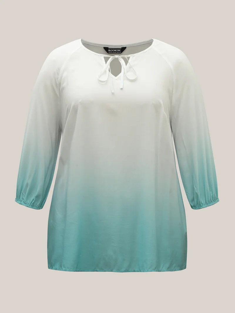 Tie-Dye Rayon Neck Tie Blouse