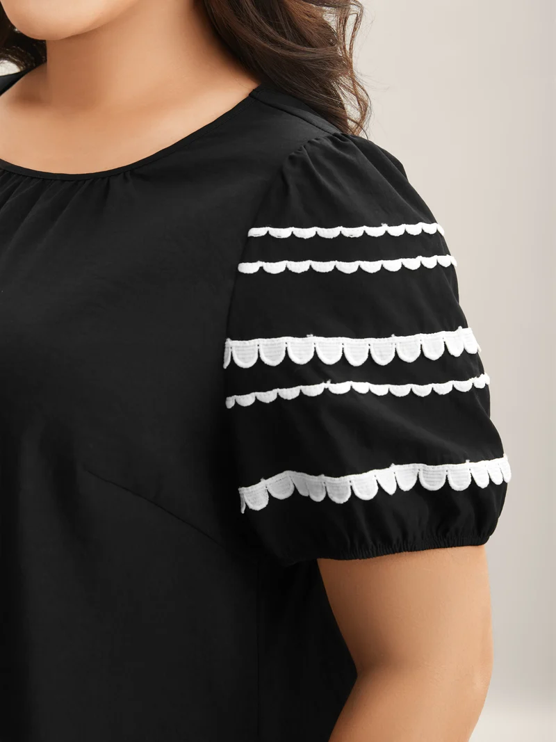 Color Contrast Sleeve Relaxed Blouse