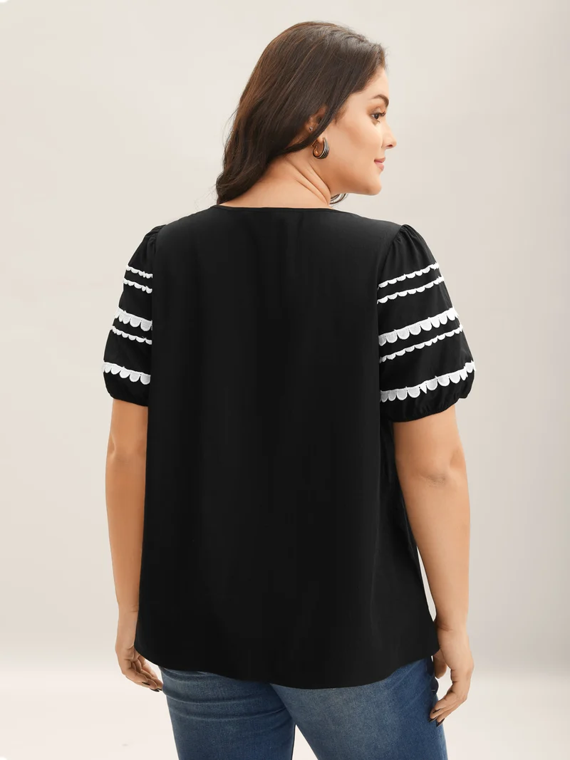 Color Contrast Sleeve Relaxed Blouse
