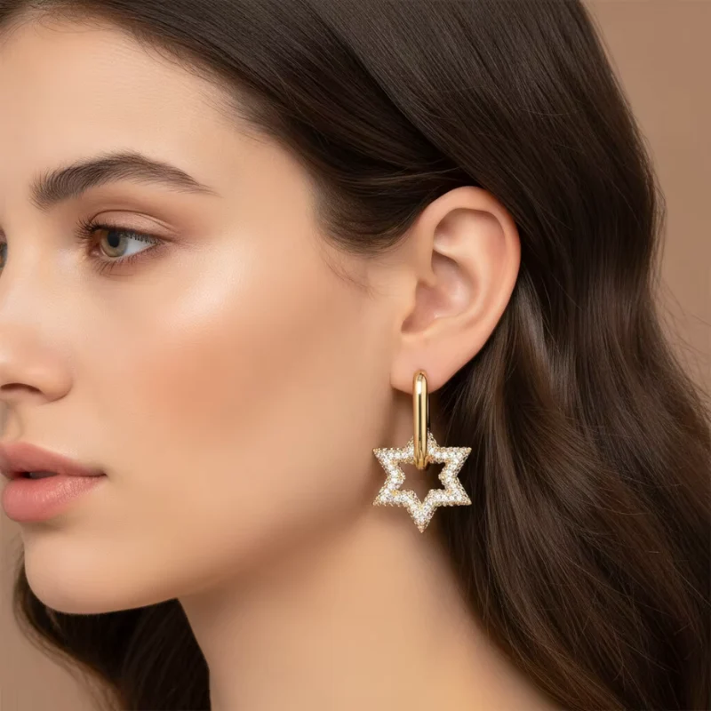 Boucles d’oreilles créoles pour femme avec motif étoile