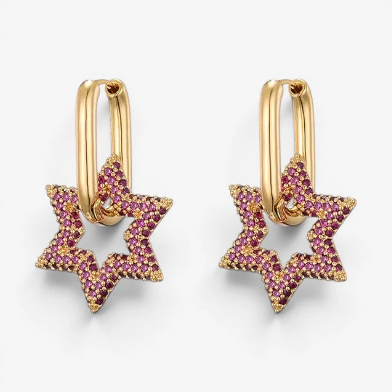 Boucles d’oreilles créoles pour femme avec motif étoile