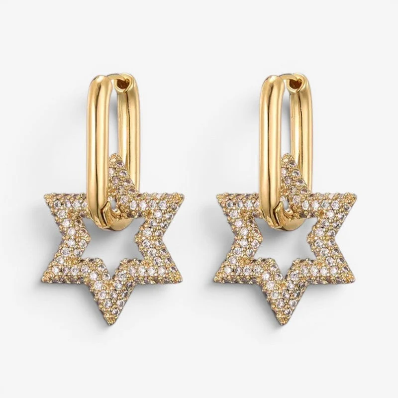 Boucles d’oreilles créoles pour femme avec motif étoile