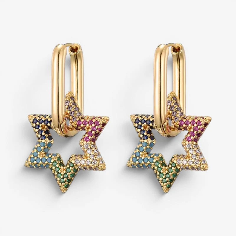 Boucles d’oreilles créoles pour femme avec motif étoile