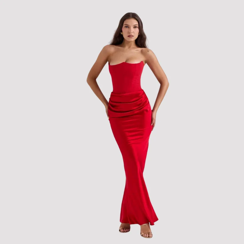 Robe de soirée longue bustier pour femme