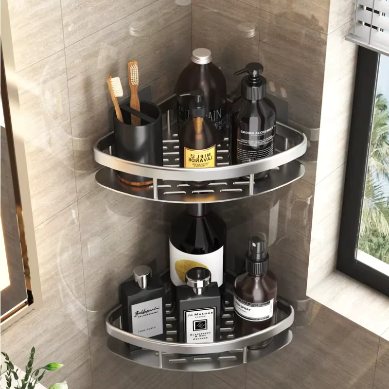 Étagère d’angle murale pour accessoires de salle de bain