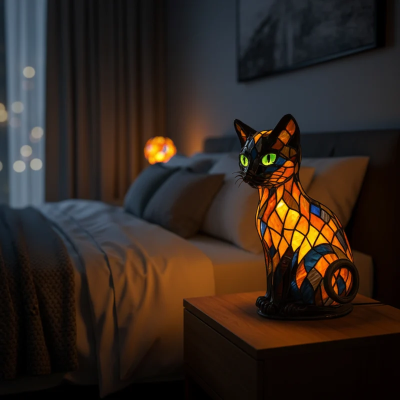 Veilleuse LED Inspirée d’un Chat pour Éclairage Intérieur
