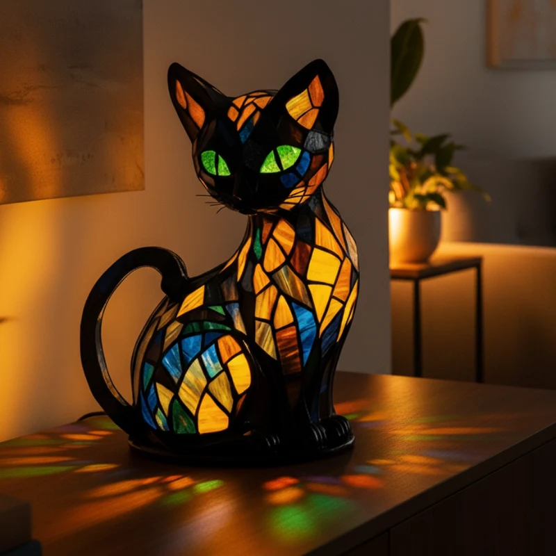 Veilleuse LED Inspirée d’un Chat pour Éclairage Intérieur