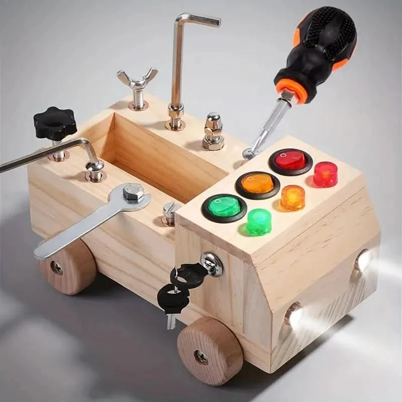 Jouet Puzzle Busy Board en Bois avec Activités Interactives