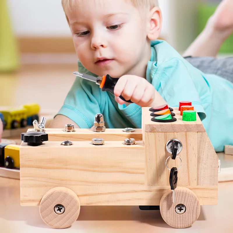 Jouet Puzzle Busy Board en Bois avec Activités Interactives